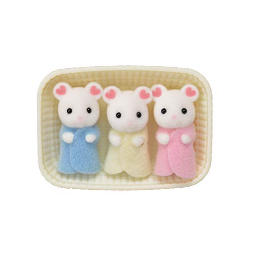 Calico Critters Marshmallow Mouse Triplets - Adorable Set of 3 Baby Mice with Removable Clothing and Accessories