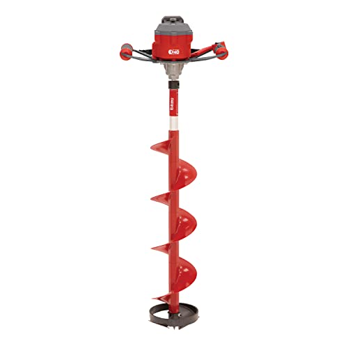 Eskimo E40 8-Inch Electric Ice Auger, Full Power 40V Lithium, Composite Bit, Lightweight Powerhead, Turbo Cutting System Multi-Edge Blades, Red, 45850