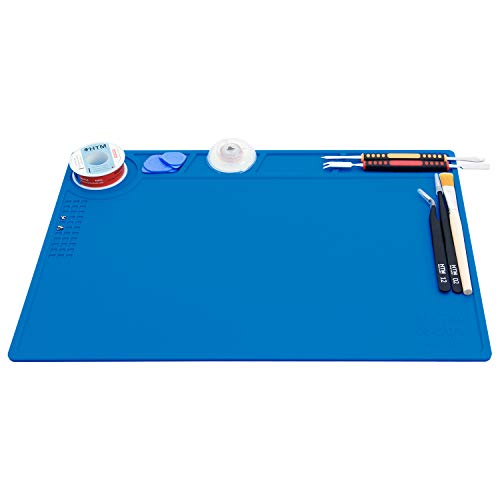 Hengtianmei Heat Insulation Silicone Repair Mat with Scale Ruler and Screw Position for Soldering Iron, Phone and Computer Repair Size: 14 x 10 Inches (H-201)