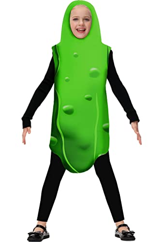 AOBUTE Halloween Pickle Costume Unisex Child Funny Fruit Cosplay Outfit Boys Girls Food Suit Green 8-10 Years