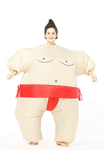 GOPRIME Sumo Wrestling Cosplay Costume, Inflatable, Blow Up Suit, One Size Fits Most Adults for Party (Red)