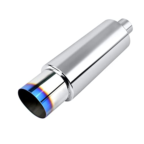 EVIL ENERGY Exhaust Muffler, Stainless Steel Exhaust Tip, Universal 18.5' Length (Burnt, 2.5'' Inlet 4'' Outlet)