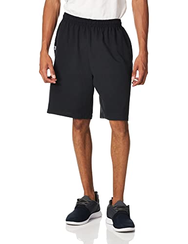 Russell Athletic Men's Cotton Baseline Short with Pockets, Black, 3X-Large