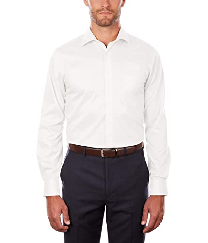 Van Heusen Men's Dress Shirt Regular Fit Flex Collar Stretch Solid, White, 18' Neck 34'-35' Sleeve