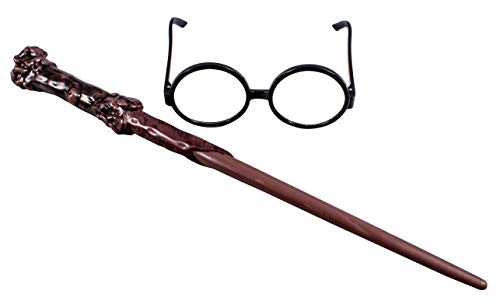 Disguise Harry Potter Accessories Set, Costume Wand and Glasses Kit Black & Brown, Childrens Size
