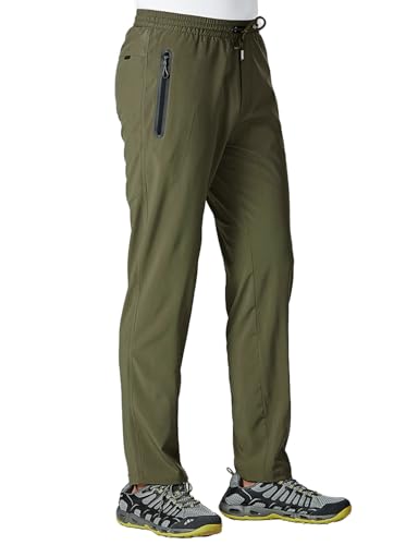 TBMPOY Men's Travel Hiking Pants Lightweight Athletic Wind Athletic Pant Windbreaker Fishing Active Jogger Green S
