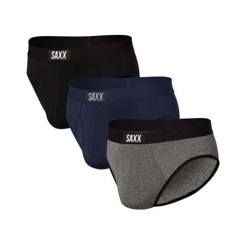 SAXX Underwear Co. Men's Underwear - Ultra Super Soft Briefs with Built-in Pouch Support Pack of 3, Classic Ultra 18, Large