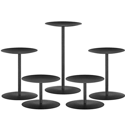 smtyle Christmas Black Candle Holders for Pillar Candles Centerpiece Set of 5 Plate for Tables or Floor with Iron