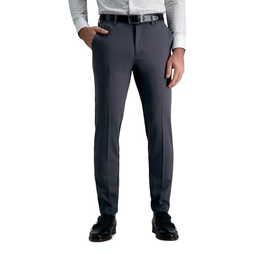 Louis Raphael Men's Skinny Fit Premium Stretch Gabardine Dress Pant, Lead