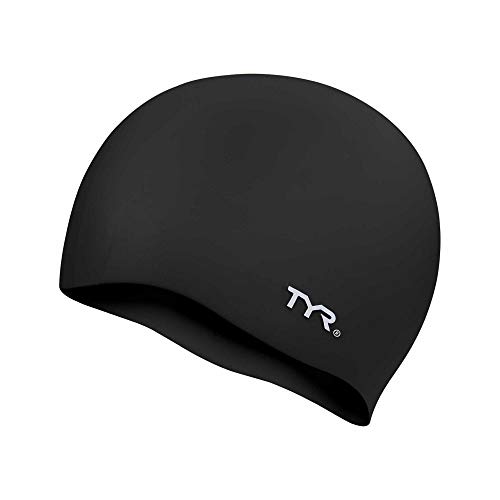 TYR Unisex Adult All-season Wrinkle-Free Silicone Swim Cap, Black, 0 US