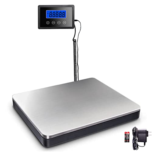 Fuzion Shipping Scale 360lb with High Accuracy, Heavy Duty Stainless Steel Postal Scale with Timer/Hold/Tare, Digital Shipping Scale for Packages/Luggage/Post Office/Home, Battery & AC/DC Adapter