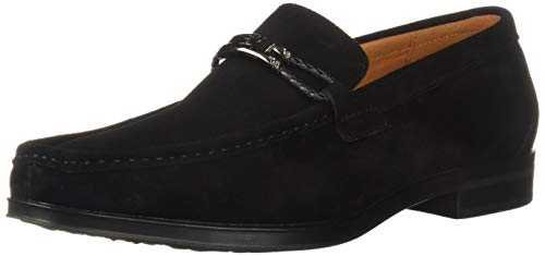 Stacy Adams Men's Neville Moc-Toe Slip-On Penny Loafer, Black Suede, 10 M US