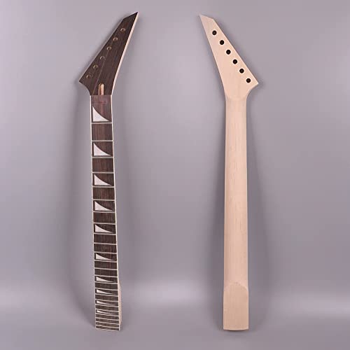 Yinfente Electric Guitar Neck Replacement 24 Fret 25.5 Inch Maple Rosewood wood Fretboard (maple-rosewood-binding)