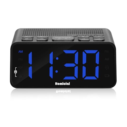 Homicial Digital Alarm Clock Radio with AM/FM Radio, Multi-Colors 1.4” LED Digits, Preset, Sleep Timer and Clear Display with Dimmer for Bedroom Bedside, Battery/Plug-in Powered