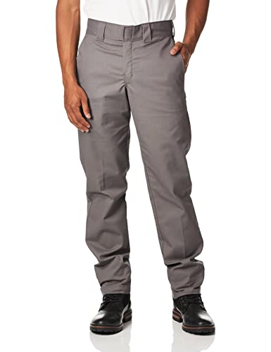 Dickies mens Slim Taper Stretch Twill work utility pants, Gravel Gray, 33W x 32L US
