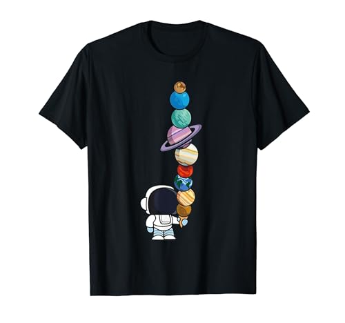 Astronaut Holding Planet Icecream BoysGirls STEM Kids T-Shirt