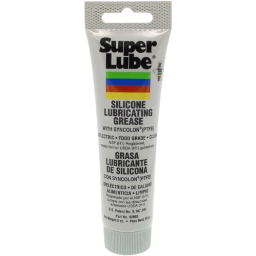 Super Lube 92003 Silicone Lubricating Grease with PTFE, 3 oz Tube, Translucent White