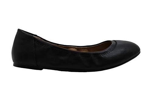 Amazon Essentials Women's Belice Ballet Flat, Black Faux Leather, 6.5 Wide