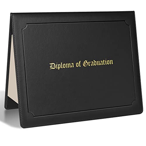 SUNEE Imprinted Diploma Cover 8.5''x 11'' Leatherette Padded Diploma Holder Graduation Certificate Covers Letter Size (Black)