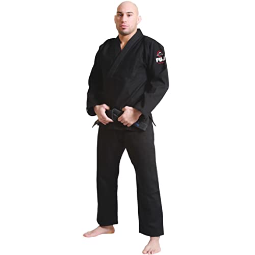 FUJI All-Around Brazilian Style Jiu Jitsu Uniform, Black (White Lettering), Size A2