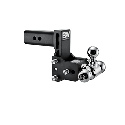 B&W Trailer Hitches Tow & Stow Adjustable Trailer Hitch Ball Mount - Fits 2.5' Receiver, Tri-Ball (1-7/8' x 2' x 2-5/16'), 5' Drop, 18,000 GTW - TS20048B