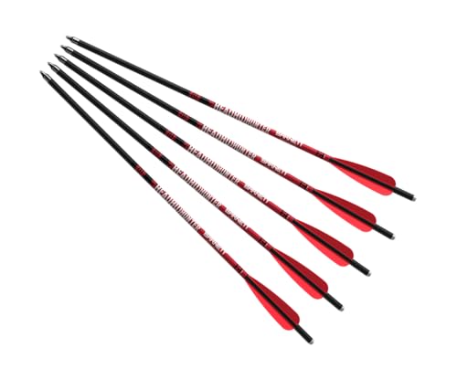 Barnett Outdoors Carbon Crossbow Arrows 5-Pack, Lightweight Hunting Bolts with Half-Moon Nock and Field Points, 20'