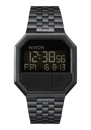 NIXON Re-Run A158 - All Black - 30m Water Resistant Men's Digital Fashion Watch (38.5mm Watch Face, 18mm-13mm Stainless Steel Band)