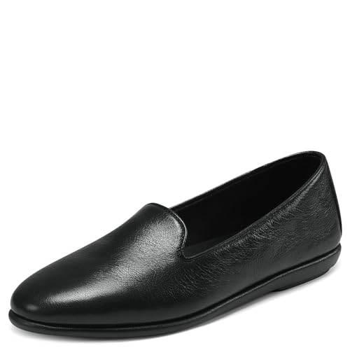 Aerosoles Women's Betunia Loafer Flat, Black Leather, 7.5