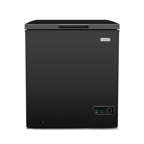 Igloo 5.0 Cu. Ft. Chest Freezer With Removable Basket, Free-Standing Door Temperature Ranges From-10° to 10° F, Front Defrost Water Drain, Perfect for Homes, Garages, Basements, RVs, Black