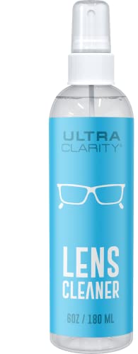 ULTRA CLARITY Powered by Nano Magic | Lens Cleaner 6oz Spray Bottle | Ideal for Coated Glasses Sunglasses Goggles Glass Camera Lenses Phone Laptop Screen Mirrors Gentle Formula Haze-Free Streak-Free