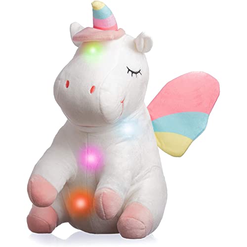 Unicorn Stuffed Animal with Lights - Unicorn Gifts for Girls - Unicorns Plush Pillow, Huggable Gift for Girls with LED Magical Lights - Girls Toys - Birthday Gifts - Unicorn Toys