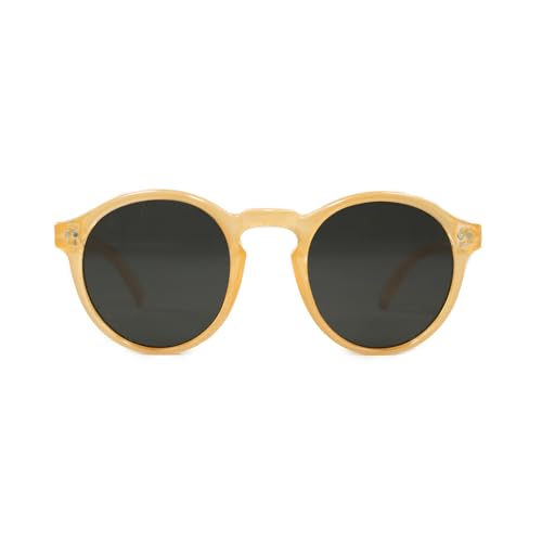 Kolo Harrison Premium Italian Sunglasses, Classic Round Style, Beige