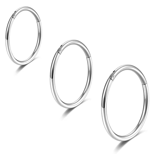 Hinged 20g Cartilage Earring Hoop Nose Rings 6mm 8mm 10mm Set Clicker Triple Double Forward Helix Hoops Earrings(3Pcs a Set)