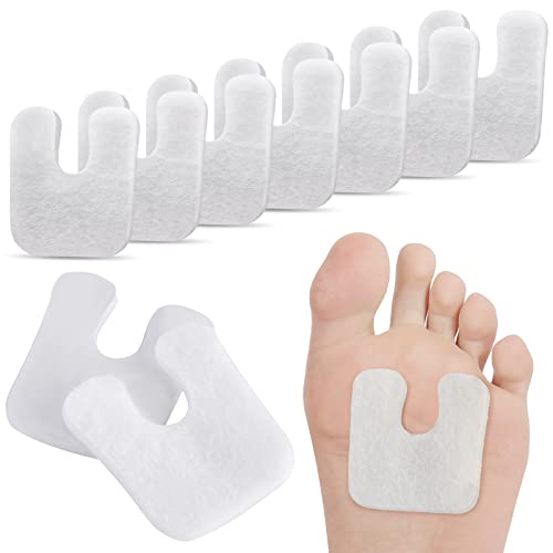 48 Pieces U-Shaped Felt Callus Pads Metatarsal Foot Pads for Pain Relief Keep Calluses from Rubbing on Shoes Forefoot and Support Self-Adhesive Foam Foot Cushion Pad for Men and Women (White)