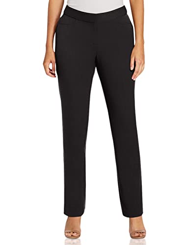 Rafaella Women's Curvy Fit Gabardine Slim Leg Pant, Black, 14