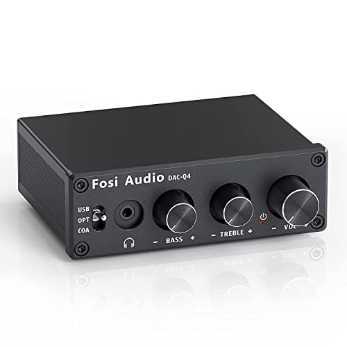 Fosi Audio Q4 Headphone Amplifier Mini Stereo DAC 24-Bit 192 KHz USB Optical Coaxial to RCA AUX Digital-to-Analog Audio Converter Adapter for Home Desktop Powered Active Speakers