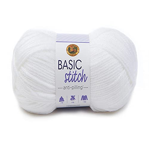 Lion Brand Yarn Basic Stitch Anti-Pilling Knitting Yarn, Yarn for Crocheting, 1-Pack, White