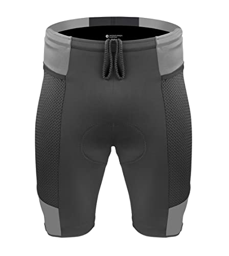 AERO|TECH|DESIGNS | Men's Gel Touring Padded Bike Shorts | Medium | Charcoal