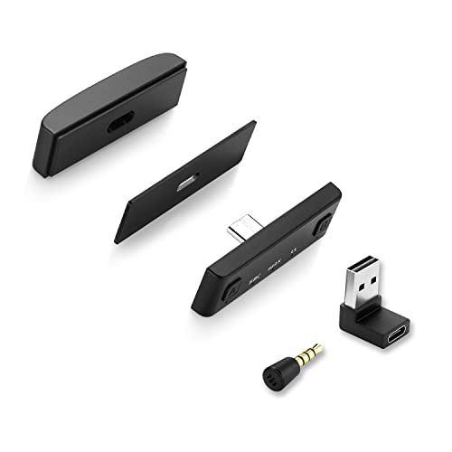 PEPPER JOBS Dual Bluetooth 5.0 USB-C Adapter, Compatible with PC/Laptop/TV/Switch/PS4/PS5, Wireless Audio Transmitter with aptX Low Latency, Dual Bluetooth Devices Connecting, 3.5 mm Mic Chat(Black)