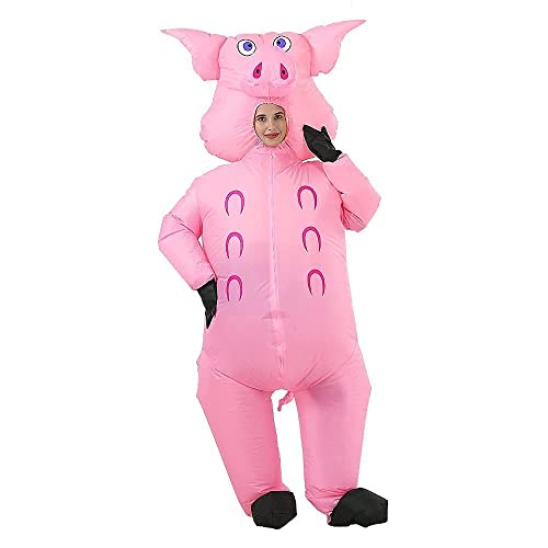 RHYTHMARTS Inflatable Pig Costume Halloween Costume Fancy Dress Pink Pig Costume Adult (1pcs)