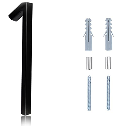 Black House Numbers - 5 Inch Modern Floating Address Numbers For Houses Rust Proof Zinc Alloy Easy To Install High Gloss Black Number 1