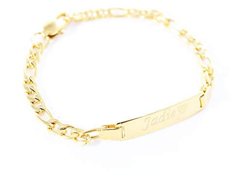 Tina&Co Personalized Gold Name Plated Bracelet 4.5'' Free Engraved Bracelet for Baby