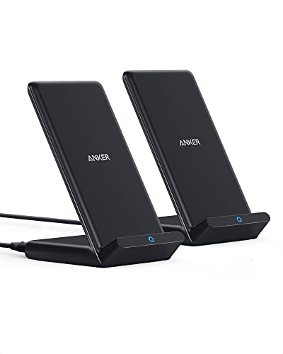 Anker 2 Pack 313 Wireless Charger (Stand), Qi-Certified for iPhone 15/15 Pro/15 Pro Max/14/14 Pro Max, 10W Fast-Charging for Galaxy S20, S10 - Stand Design, No AC Adapter Included