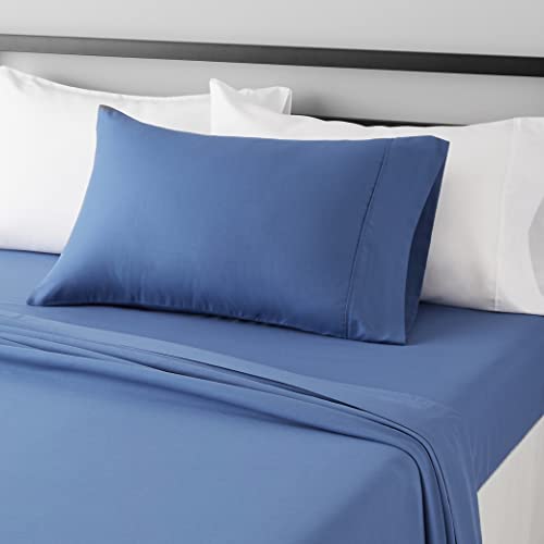 Amazon Basics Lightweight Super Soft Easy Care Microfiber 3-Piece Bed Sheet Set with 14-Inch Deep Pockets, Twin, Dutch Blue, Solid