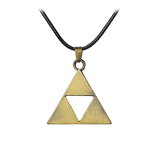 LLYANZ Antique Gold Plated Metal Leather Chain Zelda Pendant Necklace (gold)