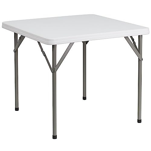 Flash Furniture Elon 2.85' Square Plastic Folding Event Table for Indoor/Outdoor Events, Portable Banquet Table with Locking Legs, White