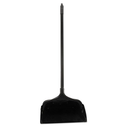 Rubbermaid Commercial Products Dustpan with Long Handle, Plastic, Black, Compatible with Any Broom for Lobby/Restaurant/Office/Home/Dog Pooper Scooper, 12.50' Wide