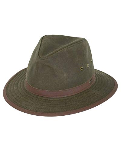 Outback Trading Men's Standard Madison River Sun-Protective Waterproof Crushable Cotton Oilskin Hat, Sage, Large