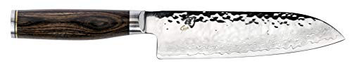 Shun Premier 7' Santoku Knife Hand-Sharpened, Handcrafted in Japan, Light, Agile and Easy to Maneuver, 7-Inch, Silver