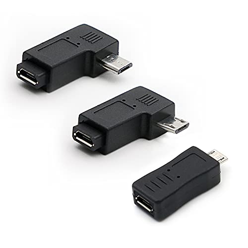 rgzhihuifz Micro USB to Micro USB Adapter, 90 Degree Left & Right Angled Android Connector, 3-Pack